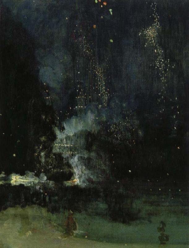 James Abbott Mcneill Whistler nocturne i svart och guld den fallande raketen